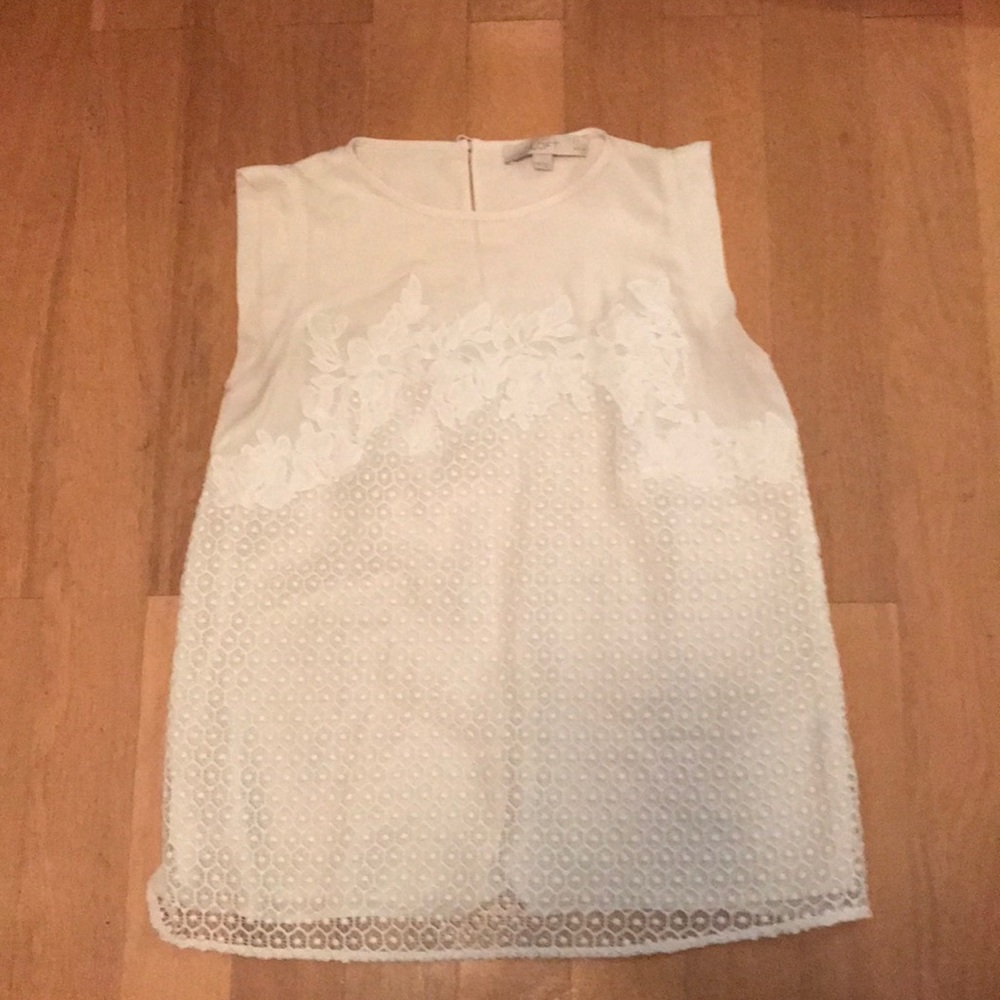 Beige white top